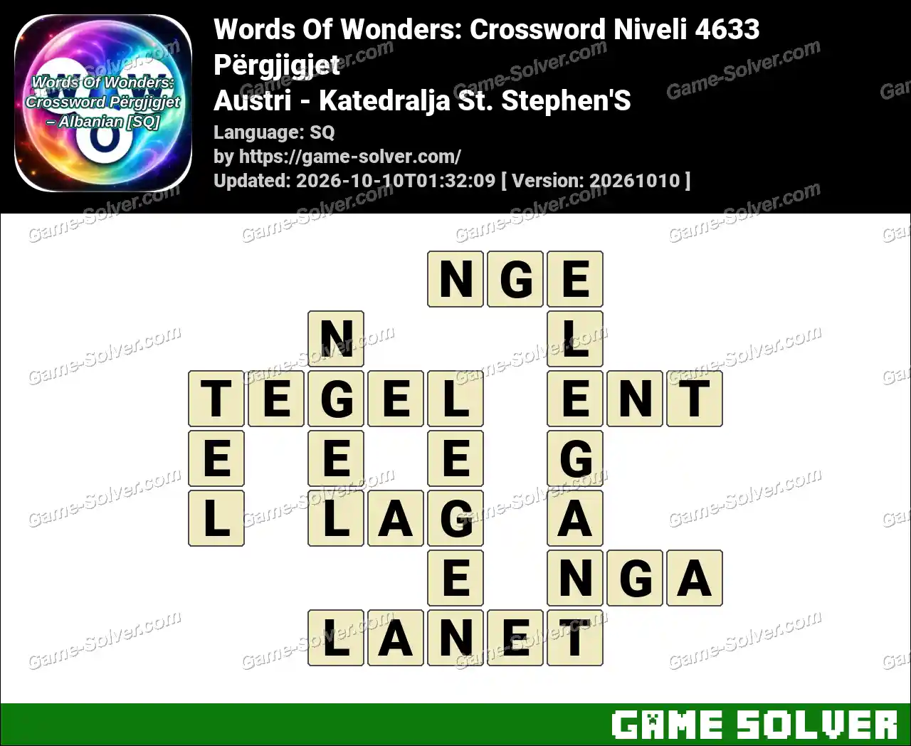 Words Of Wonders: Crossword Niveli 4633 Përgjigjet – Austri – Katedralja St. Stephen’S